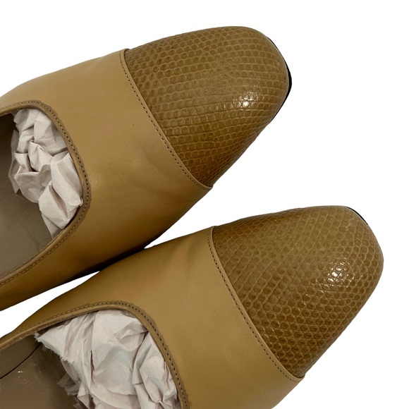 SALVATORE FERRAGAMO Leather Colorblock Nude Tan Pattern Pumps Women’s Size: 8AA - Picture 6 of 9